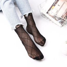 Women Socks Charming High Quality Soft Black Ladies Fishnet Ankle Stockings Short Lace Foot