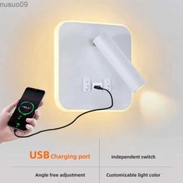 Wall Lamp New Nordic Minimalist Wall Lamp Hotel Interior LED Reading Light Corridor Bedroom USB Charging Bedside Decorate Wall Lamp 220V