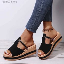 Slippers Sandals Casual for Summer Women Sexy Heels Outdoor Comfort Peep Toe Slip on Leather Shoes H2435