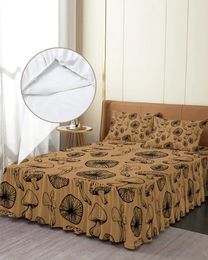 Bed Skirt Mushroom Elastic Fitted Bedspread With Pillowcases Protector Mattress Cover Bedding Set Sheet