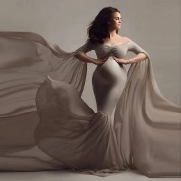 Dresses 2023 One Shoulder Maternity Dresses Clothes for Pregnant Women Dress Lace Photo Shoot Costume Vestidos Maxi Dress Elegant Gown