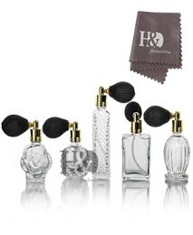 HD 5pcs Vintage Refillable Clear Perfume Bottles Glass Empty Spray Bottle Air Freshener Atomizer Ball Cosmetic Containers 2010122632596