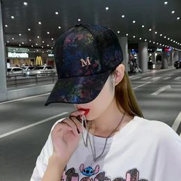 Designer's new summer mesh hat, women's Colourful rhinestone letter duckbill hat Japanese versatile street personality trendy brand baseball cap men