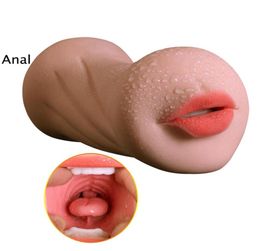 Realistic Oral 3D Deep Throat with Tongue Anal Sex Vibrator Male Masturbator Double Kunstgut Pocket Anal Adult Sex Toys for Men Y17899315