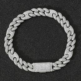 bracelet necklace moissanite Mossan Diamond Miami 10mm Wide Pig Nose Trend Bracelet Micro-inset Zircon Cuban Chain Male and female rapper Hip Hop bracelet