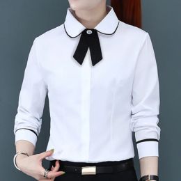 Shirt Professional Women Shirt Summer Fall New Grey White Shirts Office Short Sleeve Slim Fit Korean Fashion Business Workwear Blouse