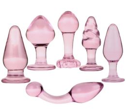 New Pink Glass Anal Plug Exquisite Sexy Toys Anus Dilator ButtPlug Sex Toys For Woman Glass Anal Balls Dildo Butt Plugs Y18930023554741