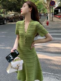 Dress Dresses Women Comfortable Aline Elegant Simple Vneck Streetwear Popular Holiday Tender Ulzzang Attractive Mature Leisure Solid