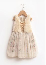 Ragazze da 1 a 7 anni abito in pizzo floreale bebè bambini invernoautunnoprimavera gonne in tulle bambini boutique di abbigliamento R1ES505DS287821758