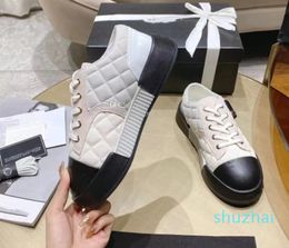 2024 autumn new Casual Shoes leather color matching small fragrance thick sole raising sneakers female leisure show thin father shoes ins tide