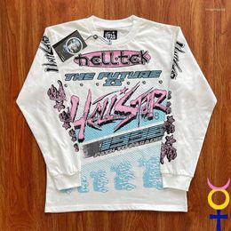 2024SS Mens T Shirts Vintage Streetwear Hellstar Tshirts Brain Racer Long Sleeve Top Tees Cotton Casual Loose Hell Star T-shirts For Men Women