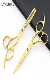 Hair scissors 55 INCH Hairdressing scissors Golden Hair shears Hair thinning scissors Blue stone Lyrebird NEW6133714