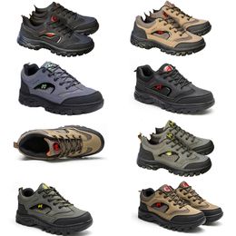 Men's Mountaineering Shoes New Four Seasons Outdoor Labor Protection Large Size Men's Shoes Breathable Sports Shoes Running Shoes Fashion Canvas shoes BLACK