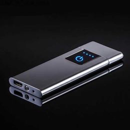 Lighters Top grade ultra-thin windproof flameless tungsten coil light USB charging fingerprint induction light mens gift Q240305