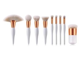 9pcs Makeup Brushes Kit Women Black White Wood Handle Synthetic Hair Pro Cosmetic Tool Make Up Brush Set Female246y5431587