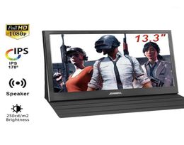 Johnwill 133quot Monitor 1080P HD LCD Portable Monitors IPS Screen PC Buildin Speakers Raspberry Portables Screen18812618