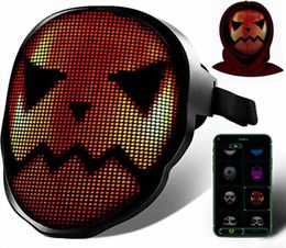 Bluetooth 2074 RGB Lamp Beads Led Lights Up Party Mask Diy Picture Editing Animation Text Love Prank Concert Robot Face LED Mask2119286