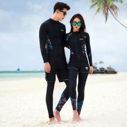 Swimwear Women Men Rash Guard Long Sleeve Sun Protection Surfing Shirts Diving Tops Bottoms Beach Quick Dry Split Snorkel Full Swimsuit