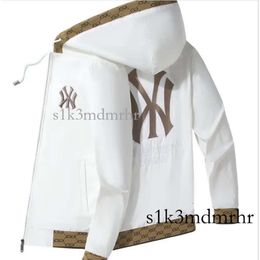 Spring And Autumn Season Men's Luxury Coat White Embroidered Jacket Men's Hooded Fashion Trend Youth Handsome Top 342