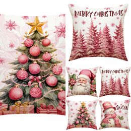 Ny god rosa snögubbe Santa Claus Home SOFA CUSHION KUNDOCASE Birthday Christmas Party Decoration Supplies