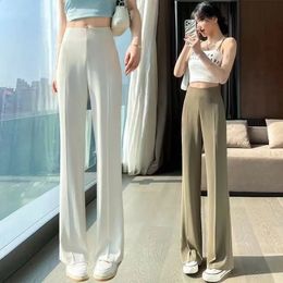 White Solid Black Tailoring Trousers for Women Office Womens Pants Work Khaki Casual Korean Fashion Harajuku Elastic G Clothing 240305