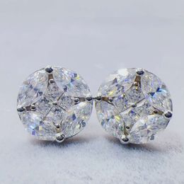 Fashion Jewelry Custom Moissanite Hip Hop S925 Earrings Marquise Princess Cut Vvs Diamond Studs Round Earring