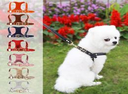 8 Colour Fashion Luxury Cat Dog Collars Leashes Set Pets Harnesses Retro Leather Pet Collar Designer Belt Poodle Schnauzer Small Si3504115