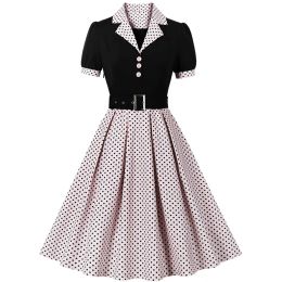 Dress S2XL Women Robe Pin Up Dress Retro 2023 Summer Vintage 50s 60s Rockabilly Gauze Swing Female Dresses Elegant Tunic Vestido