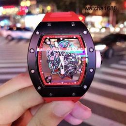 Mens Watch Female Wristwatch RM Wrist Watch RM055 Series Ceramic Manual 49.9*42.7mm RM055 Black Ceramic Red Frame Limited To 30 Pieces