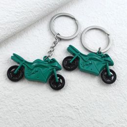 Keychains Men's Alloy Pendant Keychain Green Motorcycle Toy Key Chains Suitable For Boys School Bag Accessories Birthday Gift