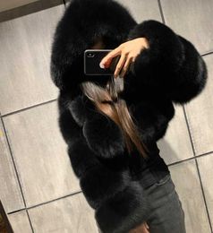 High Quality Furry Cropped Faux Fur Coats And Jackets Women Fluffy Top Coat With Hooded Winter Fur Jacket Manteau Femme3698616