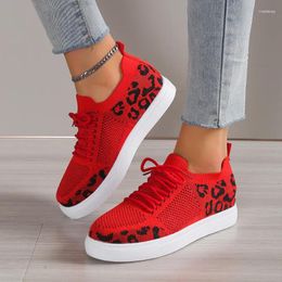 Casual Shoes Ladies 2024 High Quality Round Head Women's Vulcanize Summer Leopard Print Sport Mesh Sneakers