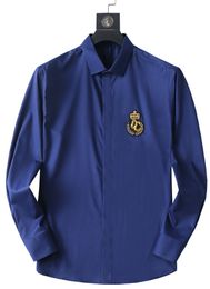 Męskie koszule Top Mały konno Haftowa bluzka Bluzka długie rękaw Silny kolor Slim Fit Casual Business Shirt Ostrocie Koszula z długi rękaw