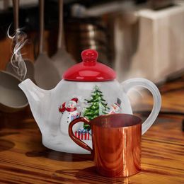 Dinnerware Sets Christmas Tree Teapot Small Ceramic Snowmen Porcelain Tea Pot Nordic Style Coffee Loose Leaf Water
