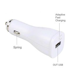 Adaptive Fast Car Adapter for Cellphone Chargers 15W 9V167A 5V2A White Black 100pcslot272r69254104391369