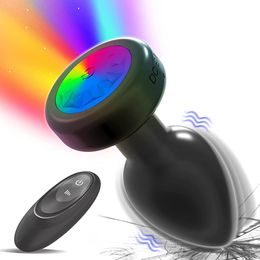 LED Colourful Light Butt Plug for Women Men Anal Plug Vibrator Prostate Massager Adults Sex Toys Wireless Remote Control Buttplug 240227