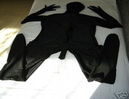 Sexy Black Full Body Lycra Spandex Zentai Suit Penis Catsuit Adult Size Cos Costume3670371