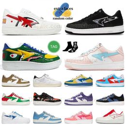 designer casual shoes sk8 sta abc camo combo pink block shark black white patent leather schuhe platform loafer suede mens women sneakers walking jogging shoes