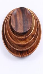 New 2019 Round Wooden Plates High Quality Acacia Wood Serving Tray Cake Dishes Kitchen Tableware Plate For Dessert Salad Fruit Bow1863937