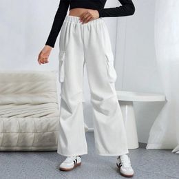 Women's Pants 2024 Autumn/Winter Rubber Waist Workwear High Street Loose Straight Leg Wide Sports Casual