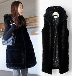 colete de pele feminina faux fur vest women faux fur coat 2018 winter jacket Hooded female Fake waistcoat outerwear L671192919