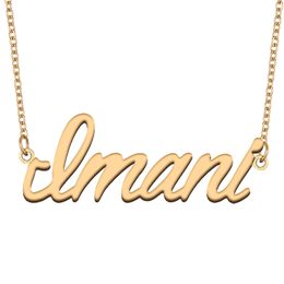 Imani name necklaces pendant Custom Personalised for women girls children best friends Mothers Gifts 18k gold plated Stainless steel