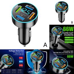 New 4 Ports USB PD Quick Charger Qc3.0 Type C Fast Charging Car Adapter Cigarette Lighter Socket Splitter For Iphone U3k9