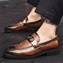 Brown Men Dress Shoes cusp knurling Oxfords Lace-up Black Business Mens Shoes Size 38-44