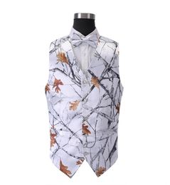 new style white hunting groom vests mossy oak camo tuxedo vest with tie mens camo wedding vests camouflage hunting vests4379027