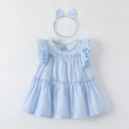 kids baby girls dress summer blue clothes Toddlers Clothing BABY childrens girls purple pink summer Dress Q2TK#