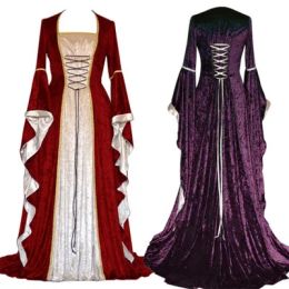 Dress Women Medieval Ladies Retro Party Dress Halloween Costume Cosplay Court Noble Robe Ancient Bell Sleeve Princess Costume Vestidos