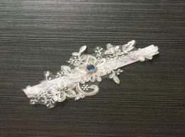 Sexy Garter For Women Princess Cosplay Wedding Accessories Party Bridal Lace Floral Leg Ring Loop Garters Blue Crystal6475261