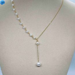 Filled Chain 4-5mm High Quality Fresh Water Pearl Necklace Cute Women Pendant Necklaces Cuban Link Chain Gold 5 Piece 177 7-8mm