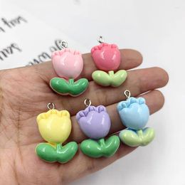 Charms 10pcs Cartoon Plant Tulip Flower Pendant Crafts Making Findings Handmade Jewelry DIY For Earrings Necklace C1223